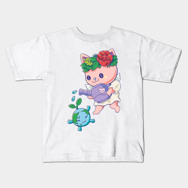 Kawaii Save Earth Kids T-Shirt by rintoslmn